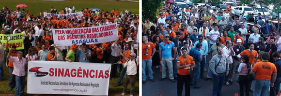 Servidores presentes no Congresso Nacional e no fim da mobilização, no Bloco K
